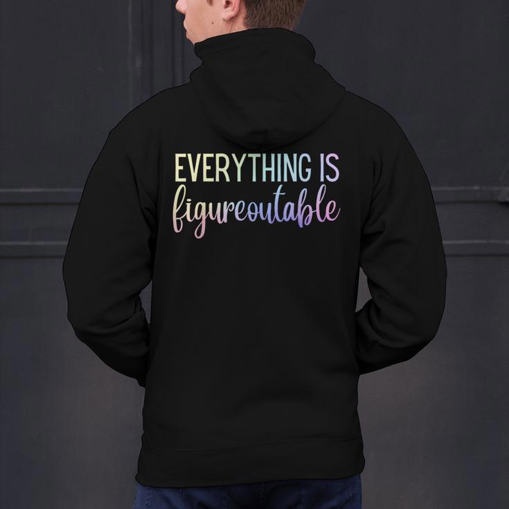 Everything Is Figureoutable Teacher Motivational - -Adults Small Short Sleeve Crew Collar Modern Fun Vacation Cotton Polyester Machine Wash Men's Hoodie Back Print, gift for family, gift for coworker Everything Is Figureoutable Teacher Motivational - -Adults Small Short Sleeve Crew Collar Modern Fun Vacation Cotton Polyester Machine Wash Men's Hoodie Back Print, gift for family, gift for coworker