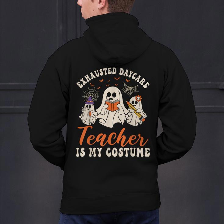 Exhausted Daycare Teacher Is My Costume Halloween Ghost Fun For Men Women Men's Hoodie Back Print, gift for family, gift for coworker