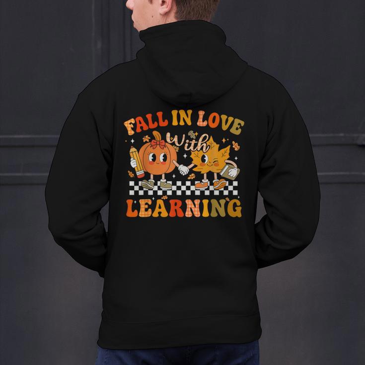 Fall In Love With Learning Autumn Pumpkin Fall Teacher Kids Men's Hoodie Back Print, gift for family, gift for coworker Fall In Love With Learning Autumn Pumpkin Fall Teacher Kids Men's Hoodie Back Print, gift for family, gift for coworker