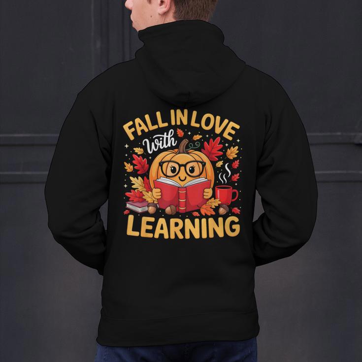 Fall In Love With Learning Pumpkin Thanksgiving Teacher Fall Men's Hoodie Back Print, gift for family, gift for coworker Fall In Love With Learning Pumpkin Thanksgiving Teacher Fall Men's Hoodie Back Print, gift for family, gift for coworker