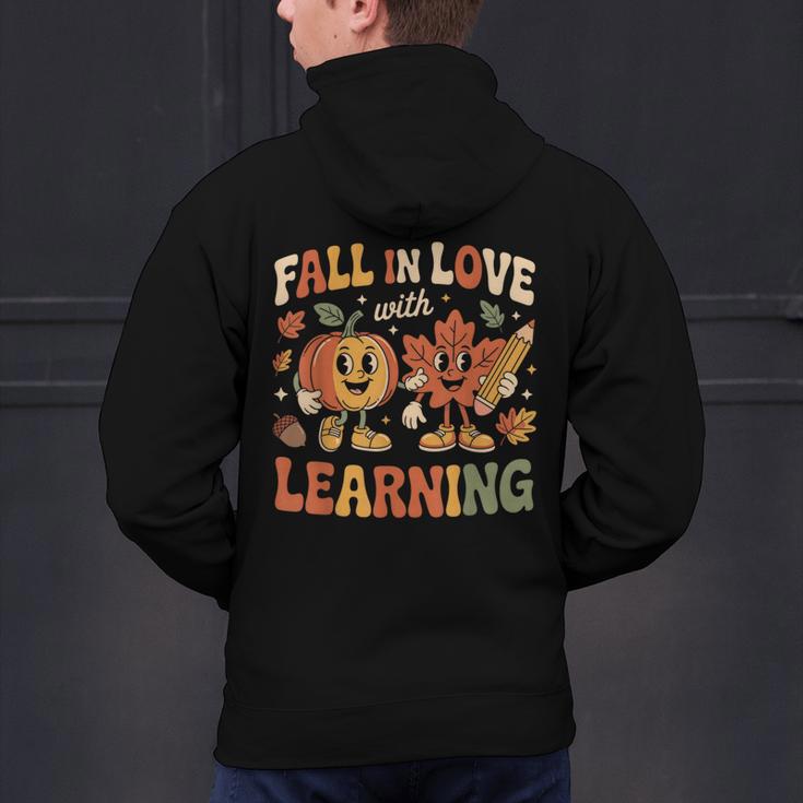 Fall In Love With Learning Retro Autumn Thanksgiving Teacher Men's Hoodie Back Print, gift for family, gift for coworker Fall In Love With Learning Retro Autumn Thanksgiving Teacher Men's Hoodie Back Print, gift for family, gift for coworker