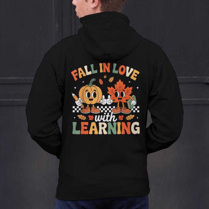 Fall In Love With Learning Shirt Autumn Thanksgiving Teacher Men's Hoodie Back Print, gift for family, gift for coworker