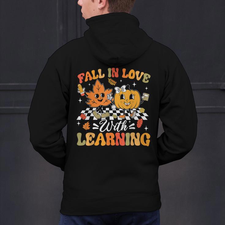 Fall In Love With Learning Fall Teacher Thanksgiving Retro Men's Hoodie Back Print, gift for family, gift for coworker Fall In Love With Learning Fall Teacher Thanksgiving Retro Men's Hoodie Back Print, gift for family, gift for coworker