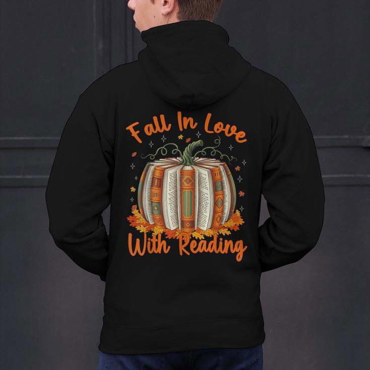 Fall In Love With Reading Pumpkin Autumn Librarians Teacher Men's Hoodie Back Print, gift for family, gift for coworker Fall In Love With Reading Pumpkin Autumn Librarians Teacher Men's Hoodie Back Print, gift for family, gift for coworker