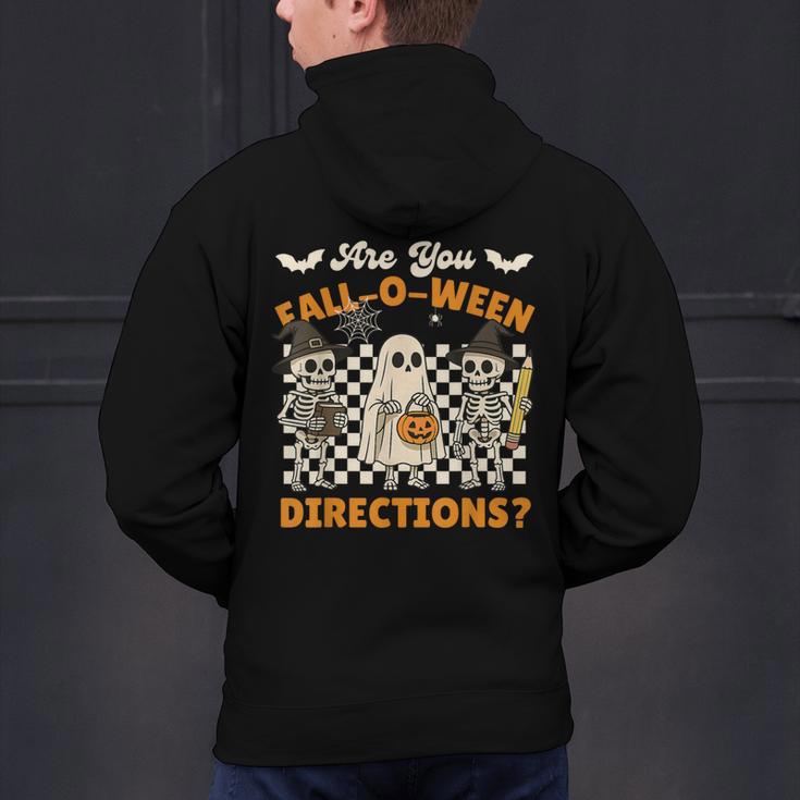 Are You Fall o Ween Directions Halloween Skeleton Teacher Men's Hoodie Back Print, gift for family, gift for coworker