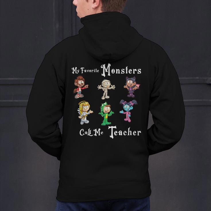 My Favorite Monsters Call Me Teacher Thank Mummy Vampire Bat Men's Hoodie Back Print, gift for family, gift for coworker