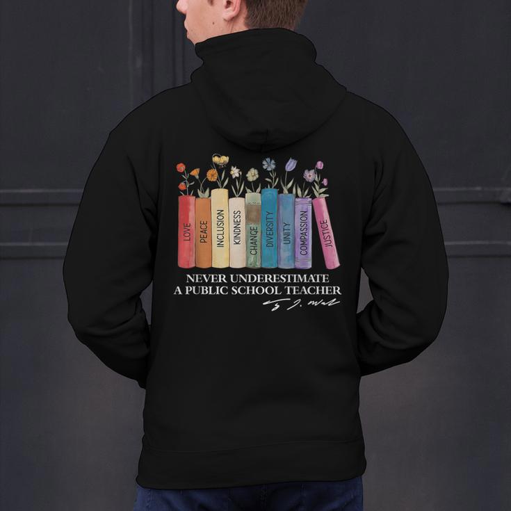 Floral Books Never Underestimate A Public School Teacher Men's Hoodie Back Print, gift for family, gift for coworker Floral Books Never Underestimate A Public School Teacher Men's Hoodie Back Print, gift for family, gift for coworker