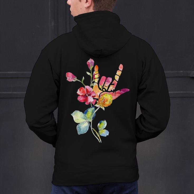Flower American Sign Language ASL Teacher Teaching Deaf Men's Hoodie Back Print, gift for family, gift for coworker Flower American Sign Language ASL Teacher Teaching Deaf Men's Hoodie Back Print, gift for family, gift for coworker
