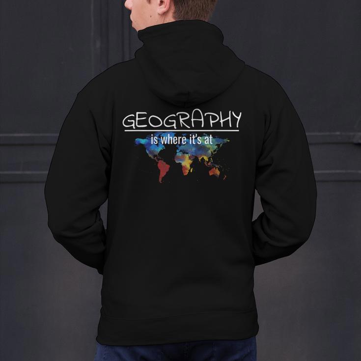 Geography Teacher Earth Day Is Where It's At For Men Women Kids Men's Hoodie Back Print, gift for family, gift for coworker