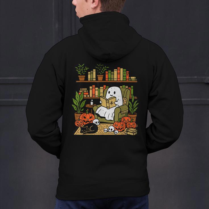 Ghost Library Reading Books Halloween Librarian Teacher Men's Hoodie Back Print, gift for family, gift for coworker