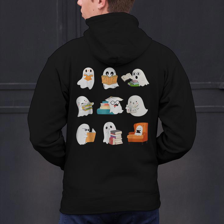 Ghost Reading Teacher Halloween Librarian Book Lover School Men's Hoodie Back Print, gift for family, gift for coworker Ghost Reading Teacher Halloween Librarian Book Lover School Men's Hoodie Back Print, gift for family, gift for coworker