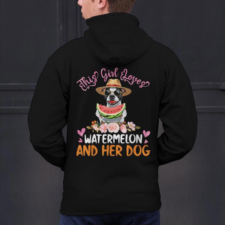 This Girl Loves Watermelon And Her Boston Terrier Dog Mother Men's Hoodie Back Print, gift for family, gift for coworker
