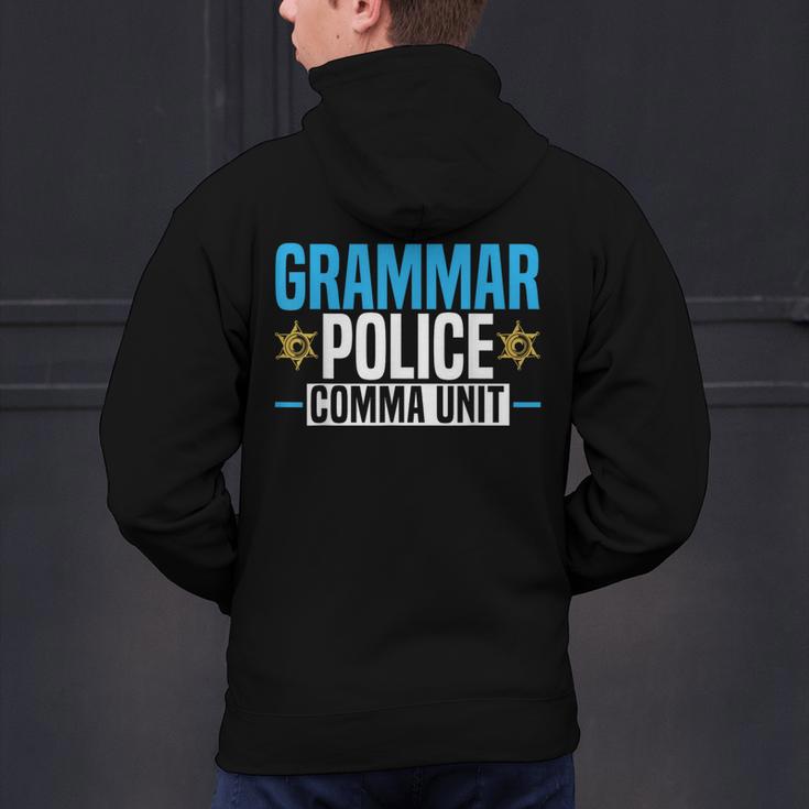 Grammar Police Comma Unit English Teacher Grammar Teacher For Men Women Men's Hoodie Back Print, English Teacher Hoodies, gift for family, gift for coworker