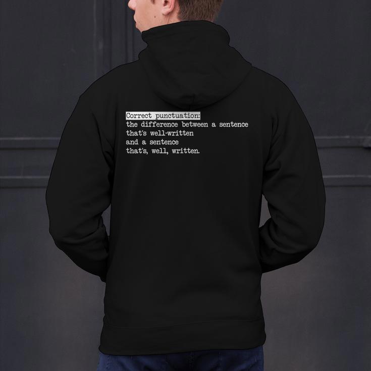 Grammar Teacher And Punny Punctuation Men's Hoodie Back Print, gift for family, gift for coworker Grammar Teacher And Punny Punctuation Men's Hoodie Back Print, gift for family, gift for coworker