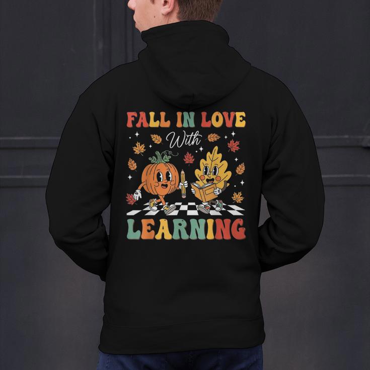 Groovy Fall In Love With Learning Autumn Pumpkin Teacher Men's Hoodie Back Print, Groovy Teacher Hoodies, gift for family, gift for coworker Groovy Fall In Love With Learning Autumn Pumpkin Teacher Men's Hoodie Back Print, Groovy Teacher Hoodies, gift for family, gift for coworker