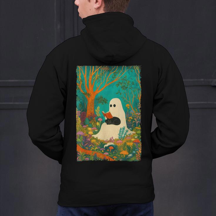 Groovy Ghost Reading Book Cat Halloween Ghost Teacher Men's Hoodie Back Print, Groovy Teacher Hoodies, gift for family, gift for coworker Groovy Ghost Reading Book Cat Halloween Ghost Teacher Men's Hoodie Back Print, Groovy Teacher Hoodies, gift for family, gift for coworker