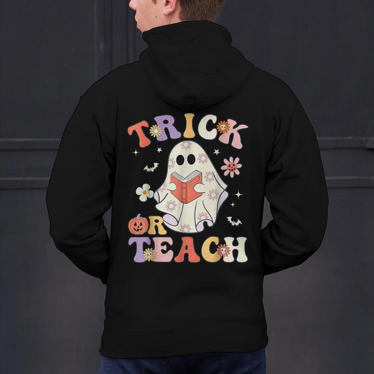 Groovy Halloween Trick Or Teach Retro Floral Ghost Teacher Men's Hoodie Back Print, Groovy Teacher Hoodies, gift for family, gift for coworker Groovy Halloween Trick Or Teach Retro Floral Ghost Teacher Men's Hoodie Back Print, Groovy Teacher Hoodies, gift for family, gift for coworker