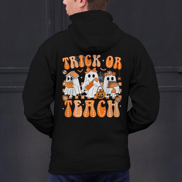 Groovy Teacher Halloween Trick Or Teach Ghost Men Women Kids Men's Hoodie Back Print, Groovy Teacher Hoodies, gift for family, gift for coworker