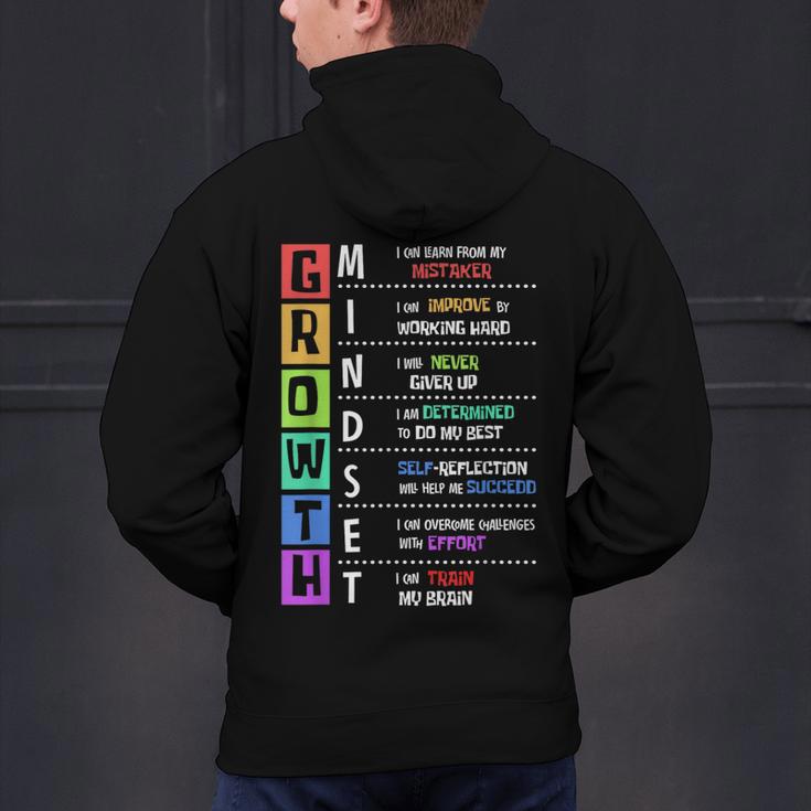 Growth Mindset Positive Motivational Classroom Teacher Learn Men's Hoodie Back Print, gift for family, gift for coworker