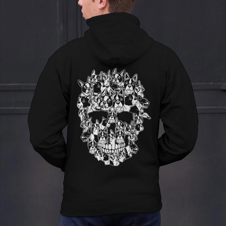 Halloween Costume Skull Boston Terrier Dog Lover Men's Hoodie Back Print, Boston Terrier Halloween Hoodies, gift for family, gift for coworker