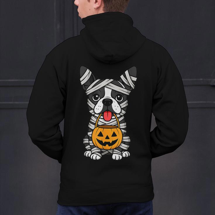 Halloween Dog Boston Terrier Mummy Costume Men Women Kids Men's Hoodie Back Print, Boston Terrier Halloween Hoodies, gift for family, gift for coworker
