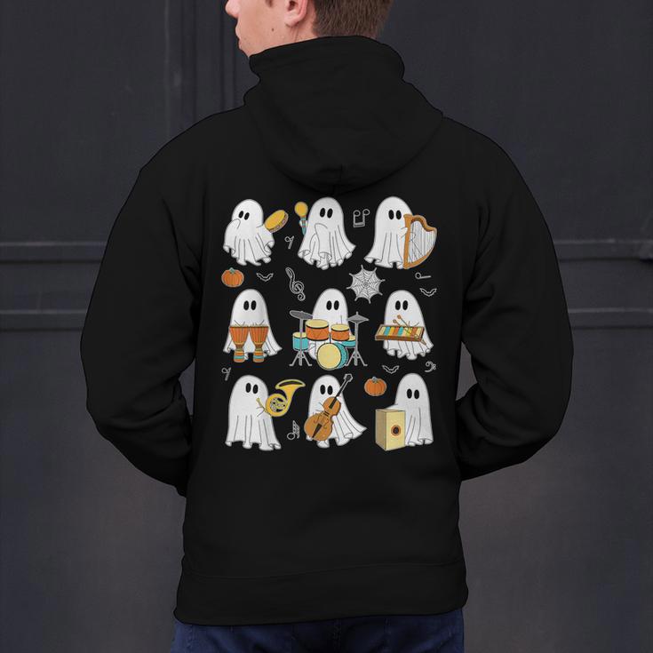Halloween Ghost Music Teacher Playing Instruments Men's Hoodie Back Print, gift for family, gift for coworker Halloween Ghost Music Teacher Playing Instruments Men's Hoodie Back Print, gift for family, gift for coworker
