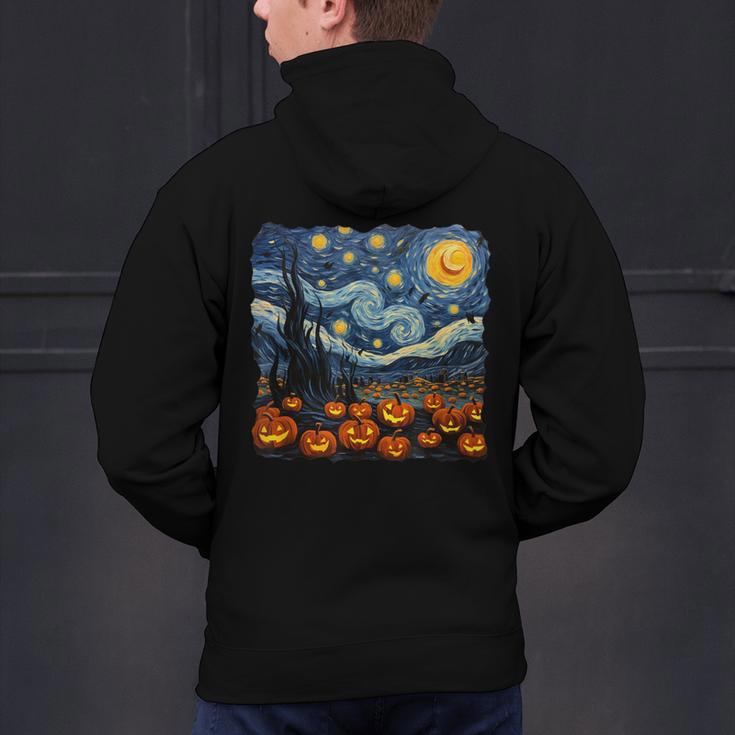 Halloween Pumpkin Starry Night Van Gogh Art Teacher Men's Hoodie Back Print, gift for family, gift for coworker Halloween Pumpkin Starry Night Van Gogh Art Teacher Men's Hoodie Back Print, gift for family, gift for coworker