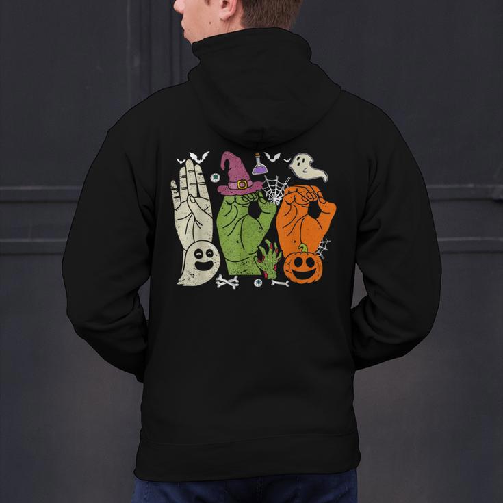 Halloween SPED Teacher Boo In ASL Boo Hands Sign Language Men's Hoodie Back Print, gift for family, gift for coworker Halloween SPED Teacher Boo In ASL Boo Hands Sign Language Men's Hoodie Back Print, gift for family, gift for coworker