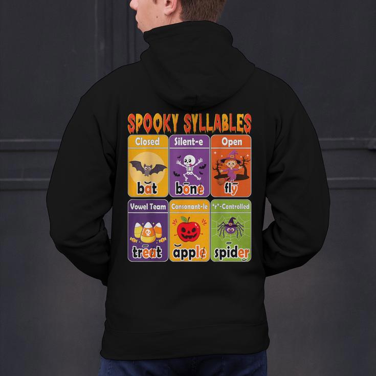 Halloween Spooky Syllable Types Teacher Educational Men's Hoodie Back Print, gift for family, gift for coworker