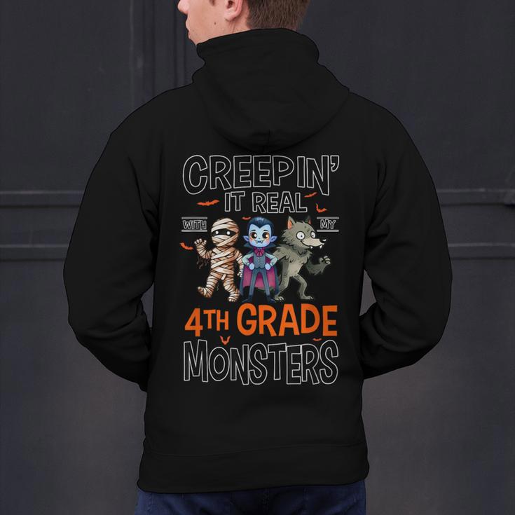 Halloween Teacher Creepin It Real With My 4th Grade Monsters Men's Hoodie Back Print, 4th Grade Teacher Hoodies, gift for family, gift for coworker Halloween Teacher Creepin It Real With My 4th Grade Monsters Men's Hoodie Back Print, 4th Grade Teacher Hoodies, gift for family, gift for coworker