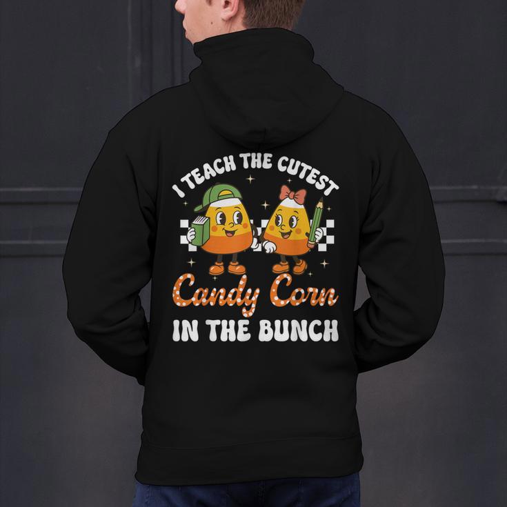 Halloween Teacher Cutest Candy Corn Groovy Spooky Teachers Men's Hoodie Back Print, Groovy Teacher Hoodies, gift for family, gift for coworker