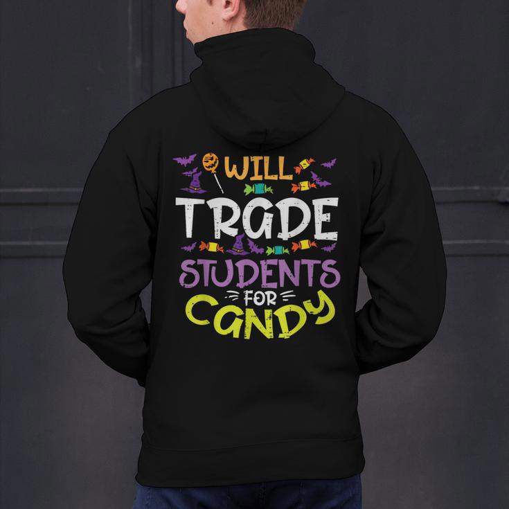 Halloween Teacher Will Trade Students For Candy Women Men Men's Hoodie Back Print, gift for family, gift for coworker