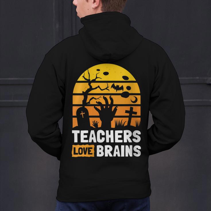 Halloween Teachers Science Math Teachers Love Brains Men's Hoodie Back Print, Science Teacher Hoodies, gift for family, gift for coworker