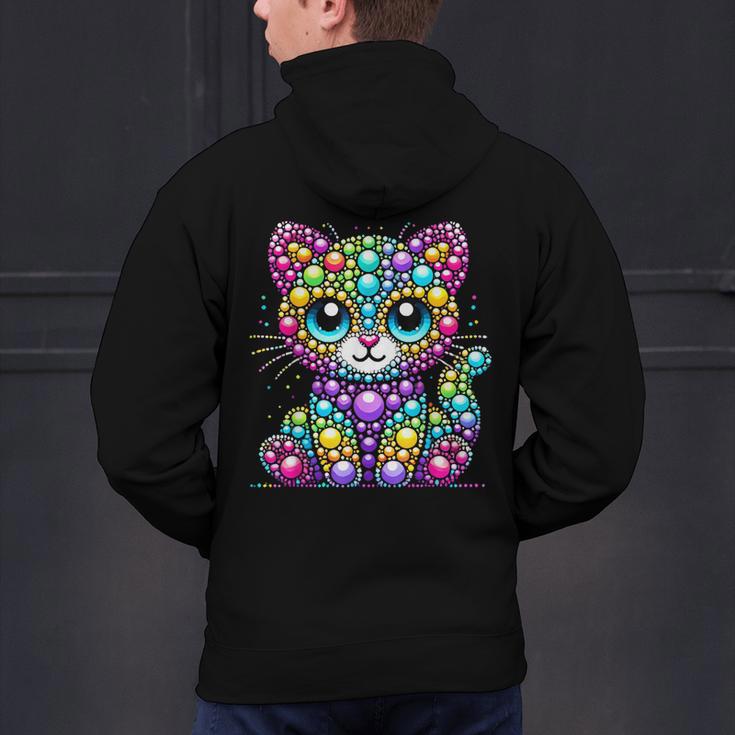Happy Dot Day Colorful Polka Dot Cat Kitten Teachers Kids Men's Hoodie Back Print, gift for family, gift for coworker