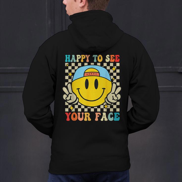 Happy To See Your Face Hippie Smile Back To School Teachers Men's Hoodie Back Print, gift for family, gift for coworker Happy To See Your Face Hippie Smile Back To School Teachers Men's Hoodie Back Print, gift for family, gift for coworker