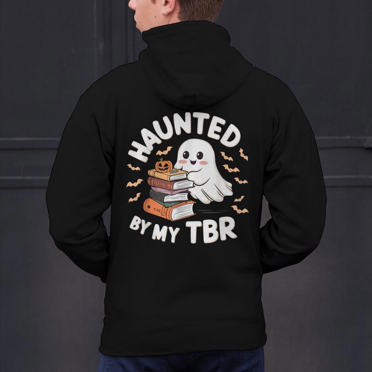 Haunted By My TBR Cute Ghost Book Reading Teacher Halloween Men's Hoodie Back Print, gift for family, gift for coworker