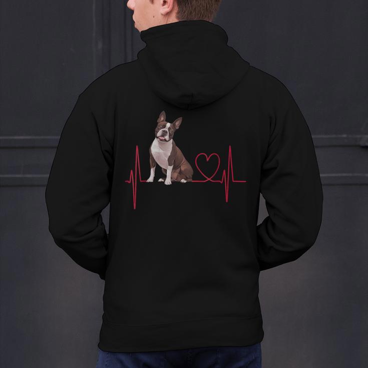 Heartbeat Boston Terrier Dog Men's Hoodie Back Print, gift for family, gift for coworker