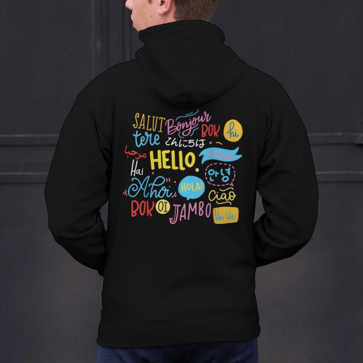 Hello Word In Different Languages Travel And Teacher Lover Men's Hoodie Back Print, gift for family, gift for coworker Hello Word In Different Languages Travel And Teacher Lover Men's Hoodie Back Print, gift for family, gift for coworker