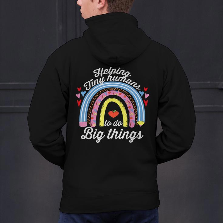 Helping Tiny Humans To Do Big Things Teacher Women Men's Hoodie Back Print, gift for family, gift for coworker Helping Tiny Humans To Do Big Things Teacher Women Men's Hoodie Back Print, gift for family, gift for coworker