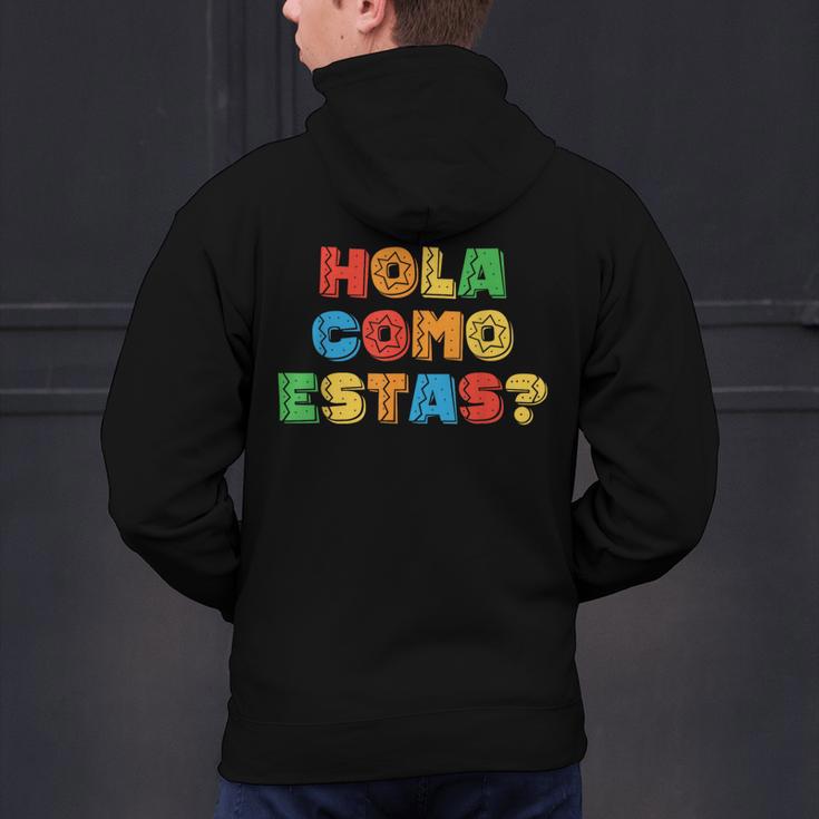 Hola Como Estas Spanish Teacher Fiesta Party Banners Men's Hoodie Back Print, gift for family, gift for coworker Hola Como Estas Spanish Teacher Fiesta Party Banners Men's Hoodie Back Print, gift for family, gift for coworker