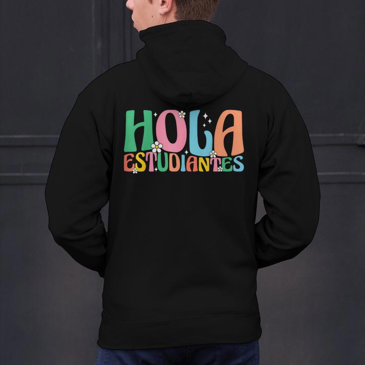 Hola Estudiantes Maestra Back To School Spanish Teacher Men's Hoodie Back Print, gift for family, gift for coworker