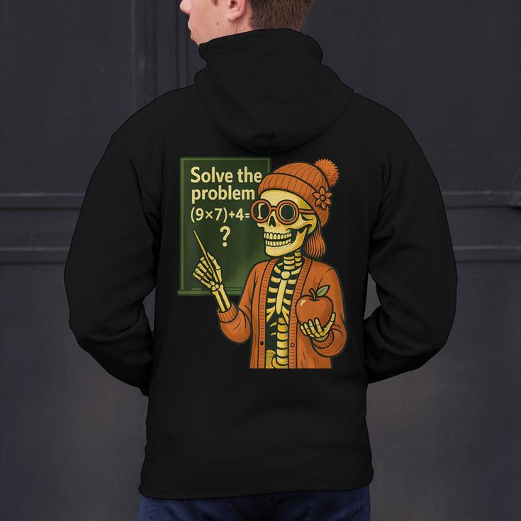 HUGvyn Halloween Skeleton Six Seven 67 Meme PEMDAS Teacher Men's Hoodie Back Print, gift for family, gift for coworker