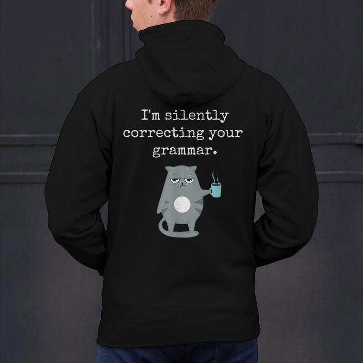 I'm Silently Correcting Your Grammar Sarcastic Teacher For Men Women Kids Men's Hoodie Back Print, gift for family, gift for coworker