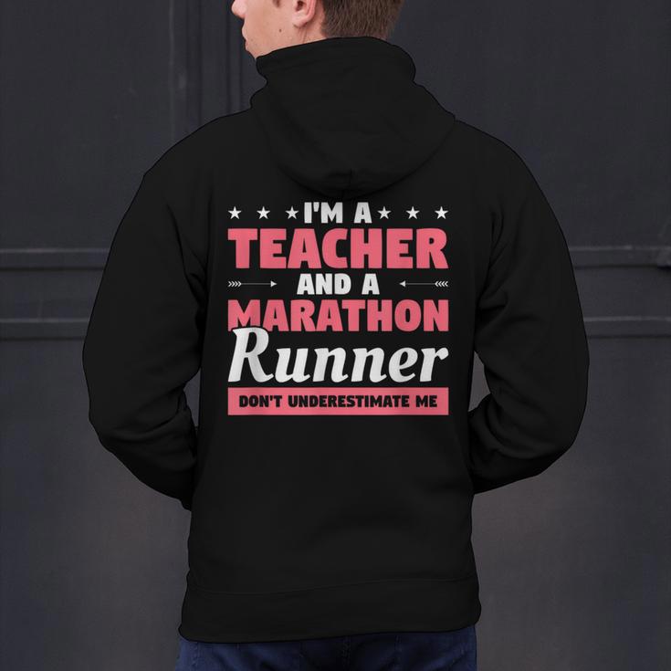 I'm A Teacher And A Marathon Runner Don't Underestimate Me Men Women Men's Hoodie Back Print, gift for family, gift for coworker