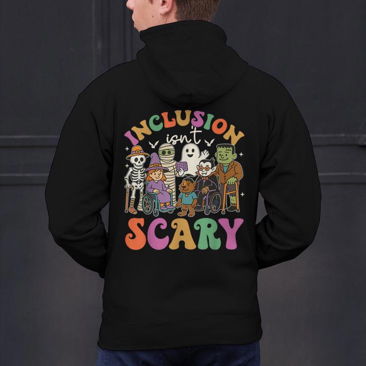 Inclusion Isnt Scary Halloween Skeleton Ghost Sped Teacher Men's Hoodie Back Print, gift for family, gift for coworker Inclusion Isnt Scary Halloween Skeleton Ghost Sped Teacher Men's Hoodie Back Print, gift for family, gift for coworker