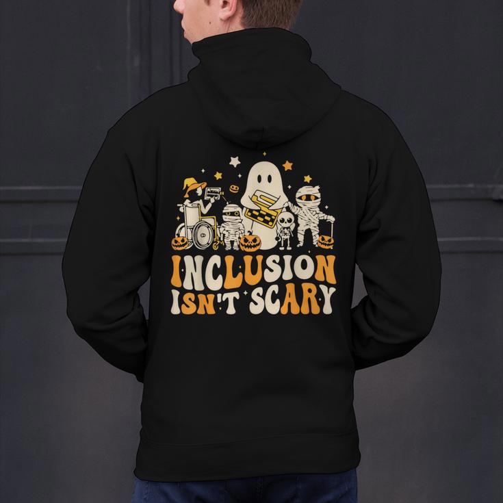 Inclusion Isn't Scary Mummy Boo Ghost Halloween SLP Teacher Men's Hoodie Back Print, gift for family, gift for coworker Inclusion Isn't Scary Mummy Boo Ghost Halloween SLP Teacher Men's Hoodie Back Print, gift for family, gift for coworker
