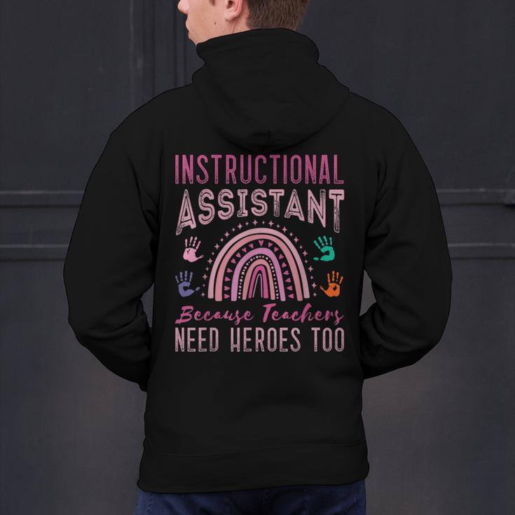Instructional Assistant Because Teacher Need Hero Learning Men's Hoodie Back Print, gift for family, gift for coworker