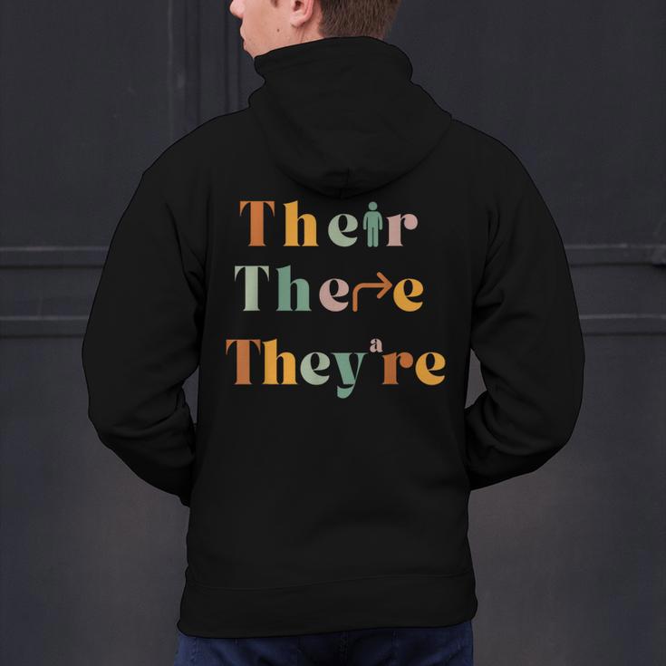 Their There They'Re English Teacher Gramma Police Joke Men's Hoodie Back Print, English Teacher Hoodies, gift for family, gift for coworker