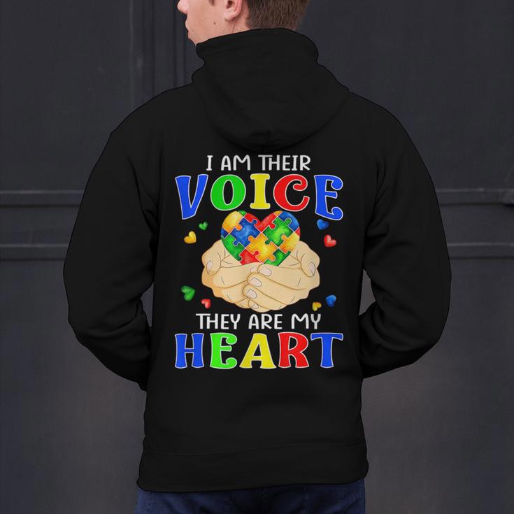 I Am Their Voice They Are My Heart Autism Awareness Teacher Men's Hoodie Back Print, gift for family, gift for coworker I Am Their Voice They Are My Heart Autism Awareness Teacher Men's Hoodie Back Print, gift for family, gift for coworker