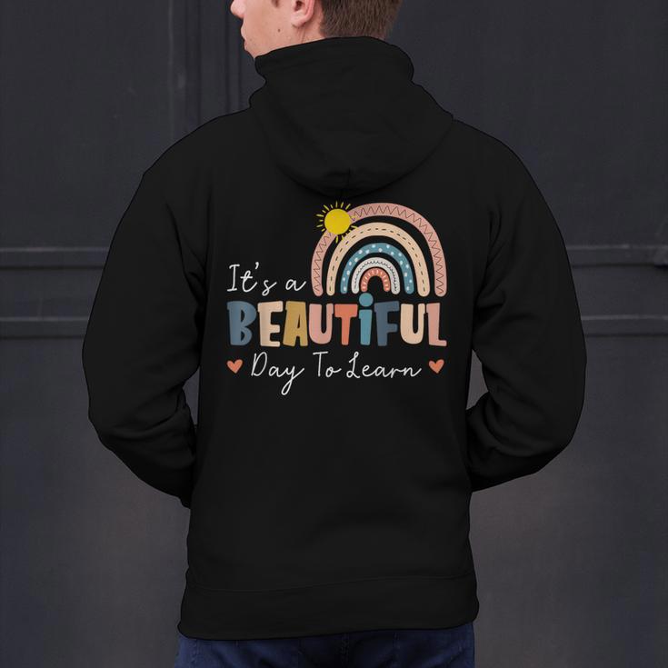It's A Beautiful Day To Learn Cute Rainbow Boho Teacher Men's Hoodie Back Print, gift for family, gift for coworker